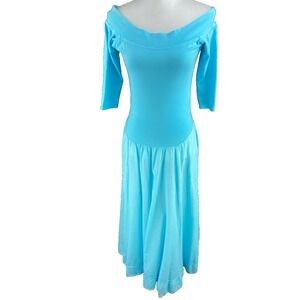 Luna‎ Luz Womens M Off Shoulder Midi Dress Jersey Cottagecore 3/4 Sleeve